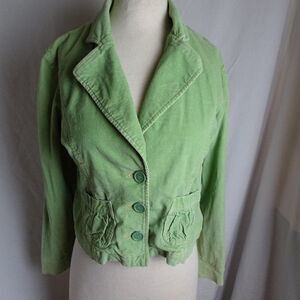 Tulle Anthropologie Women Green Corduroy Jacket Size S